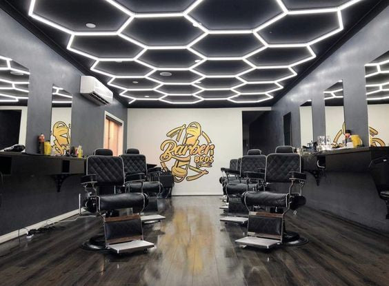 22 hex lighting in barbershop