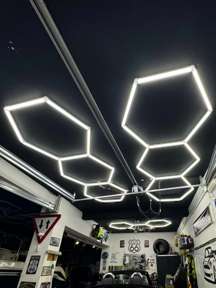 3 hexagon lighting in workshop