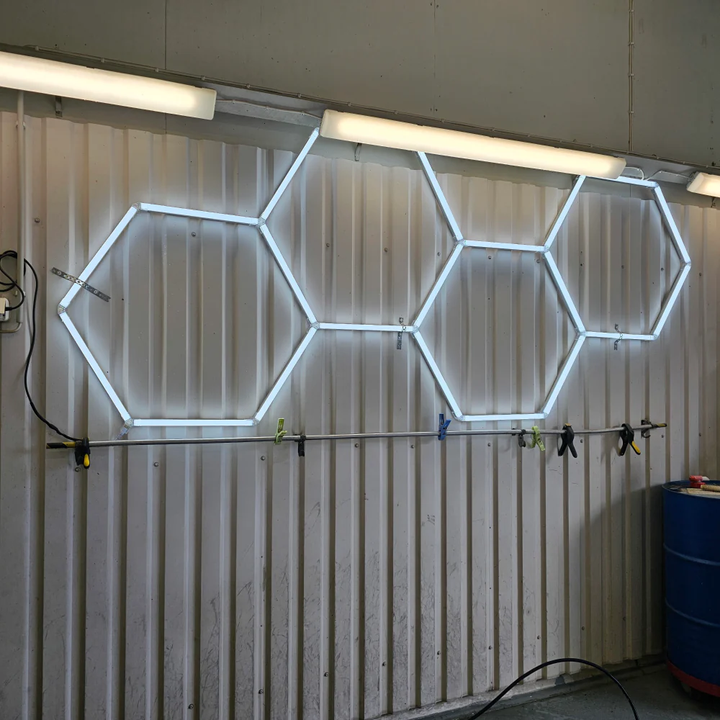 4 hexagon lighting on wall 