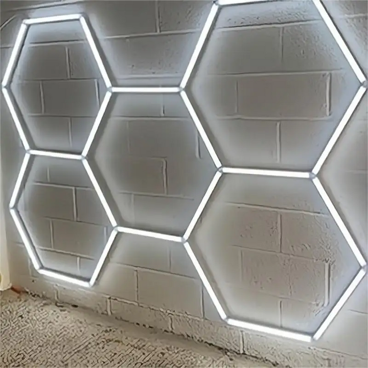 hexagon lighting on wall