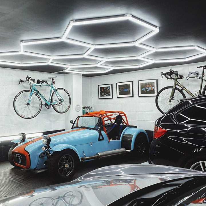 hexagon lighting in garage