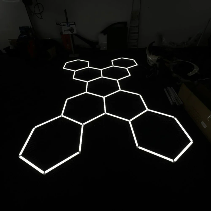 9 grid hex lighting on floor