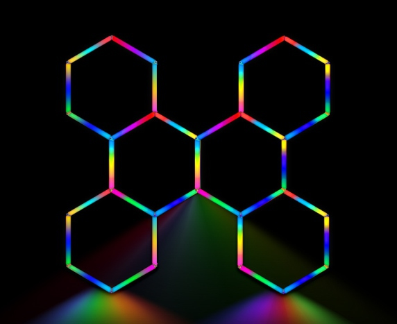 Hexagon RGB Lighting 6 Grid System - HexaSpace