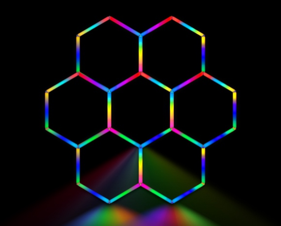 Hexagon RGB Lighting 7 Grid System - HexaSpace