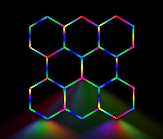 Hexagon RGB Lighting 8 Grid System - HexaSpace