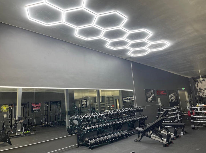 long 11 grid hexagon lighting in gym