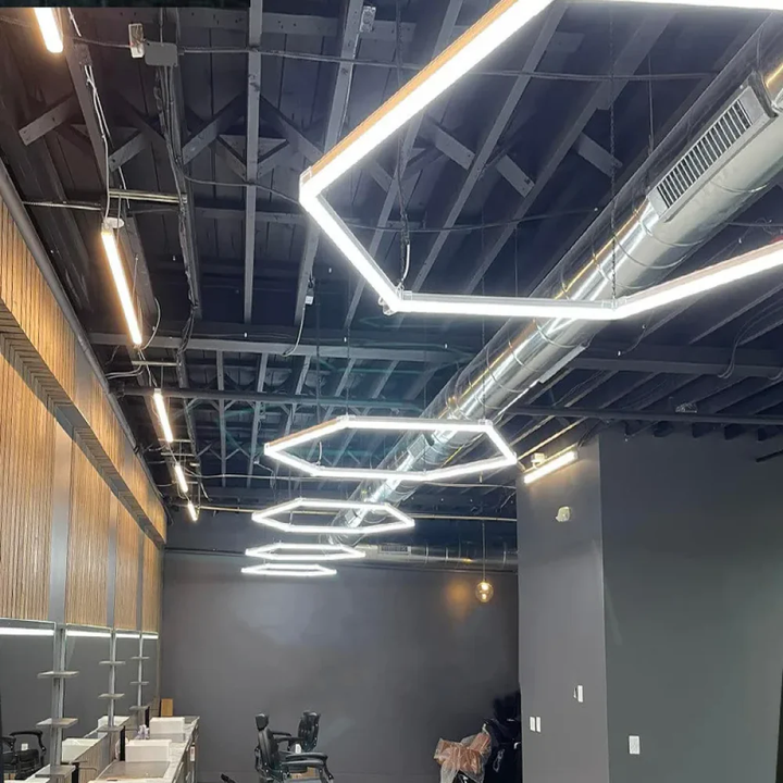 5 set of single hexagon lighting in barbershop