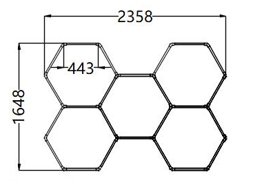 size of 5 hexagon lights 